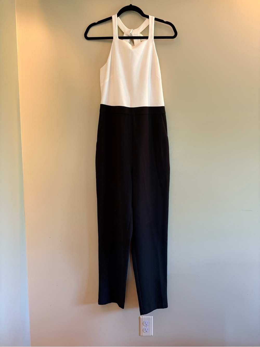 Vince Camuto Black and White Halter Jumpsuit